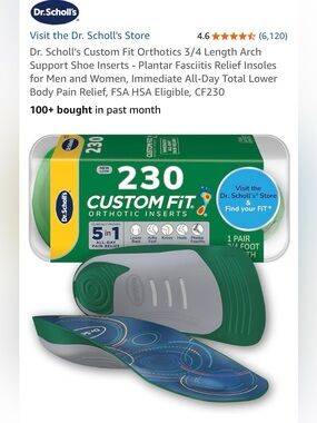 Dr. Scholl’s Custom Fit Orthotics 3/4 Length Arch Support Shoe Inserts